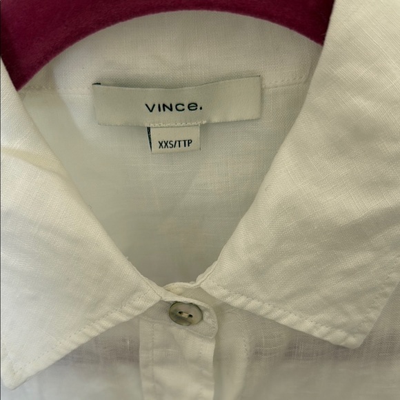 Vince Crisp White Short-Sleeve Linen Shirt - Picture 2 of 3